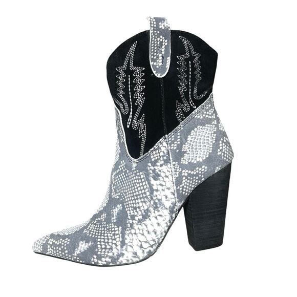 Dingo Women’s Calico Snakeskin Leather Western Style Boots Black/Gray Size 9M - Picture 3 of 8